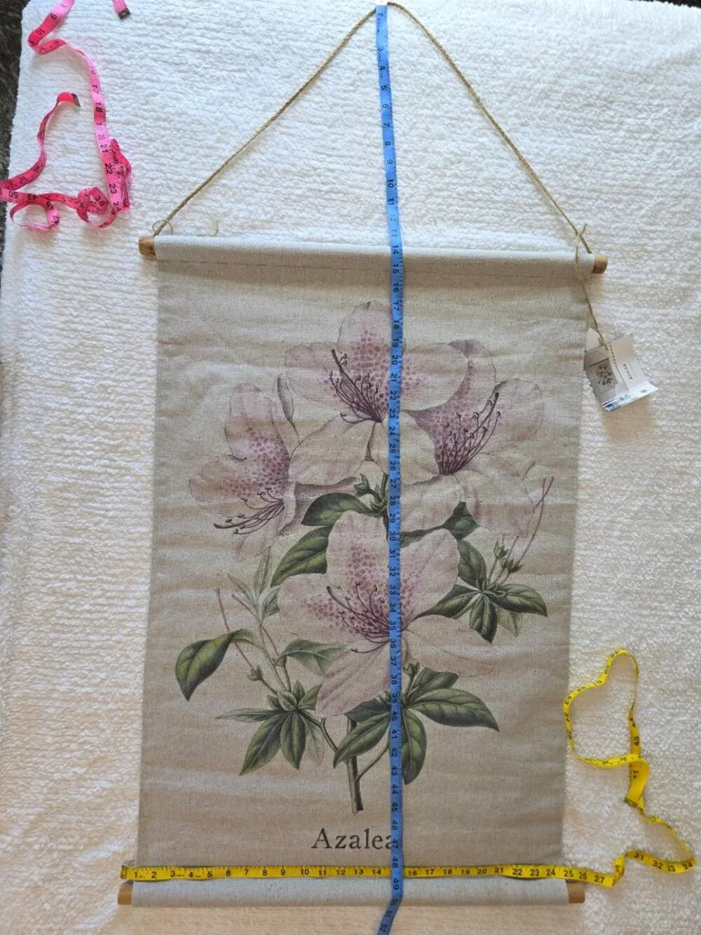 NWT Habitat Decor Azalea Linen Tapestry Wall Hanging Scroll Botanical Art